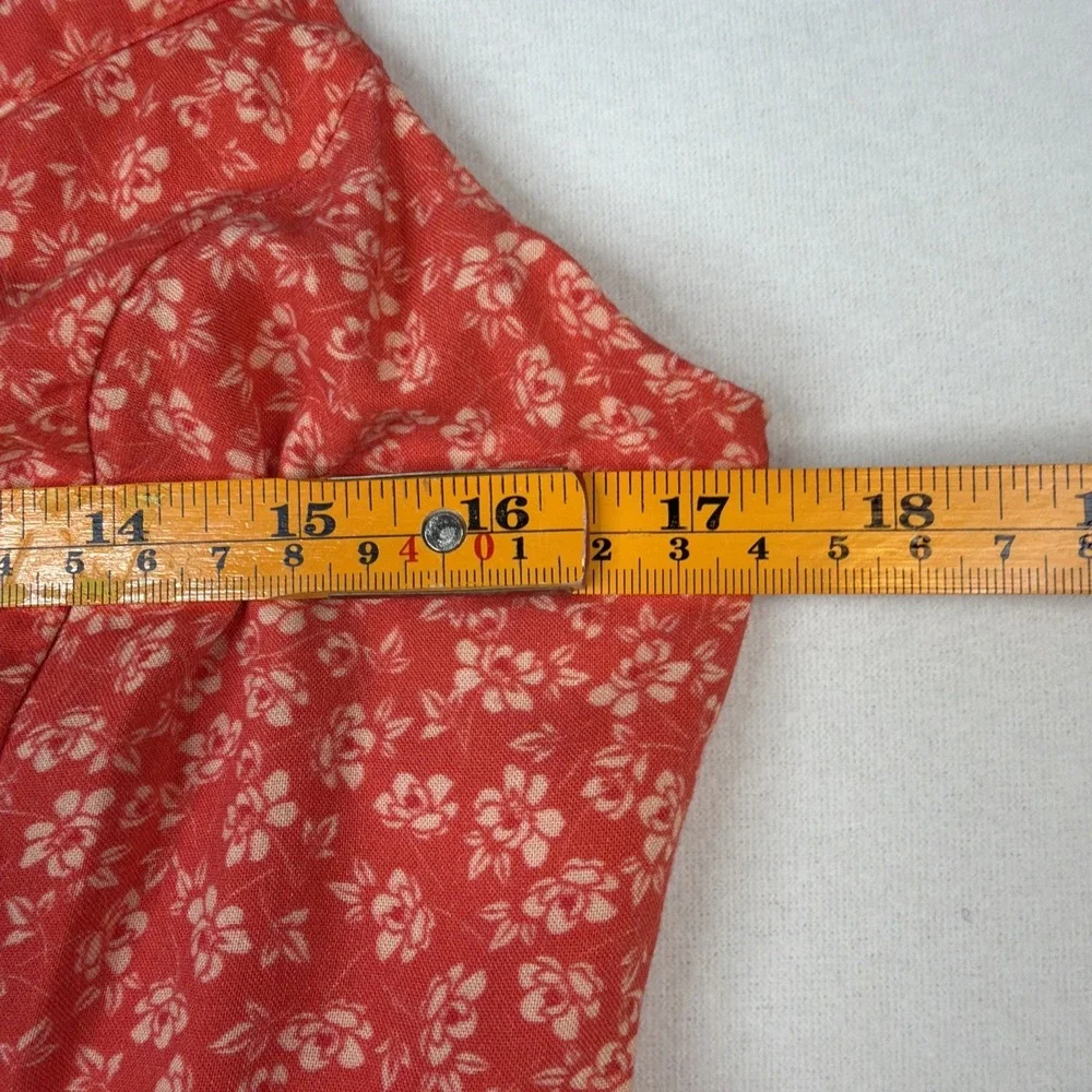 Lulu's Women's Floral Romper Medium Orange Rayon Button Front Sleeveless Boho - Picture 9 of 11